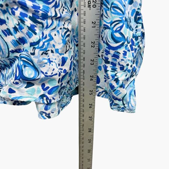 Lilly Pulitzer Willa Flounce‎ Sleeves Top Blue Women’s Size Small - Picture 8 of 9